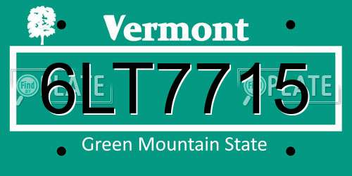 6LT7715 Vermont License Plate
