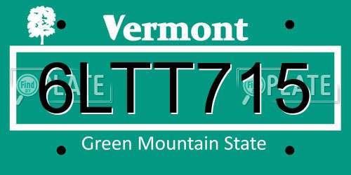 6LTT715 Vermont License Plate
