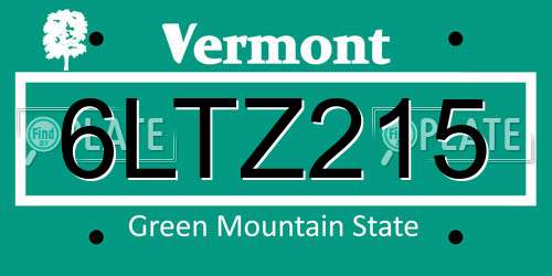 6LTZ215 Vermont License Plate