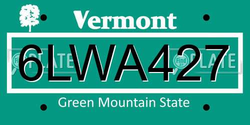 6LWA427 Vermont License Plate