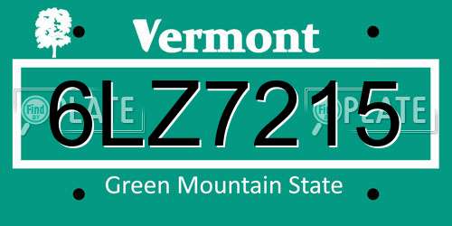 6LZ7215 Vermont License Plate