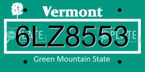 6LZ8553 Vermont License Plate