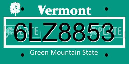 6LZ8853 Vermont License Plate