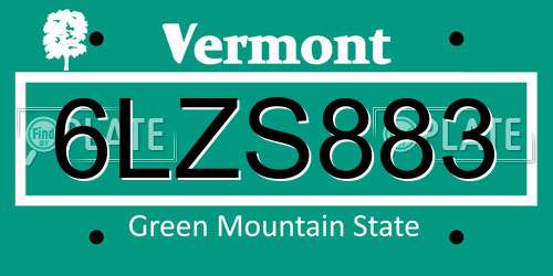 6LZS883 Vermont License Plate