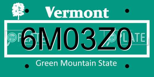 6M03Z0 Vermont License Plate