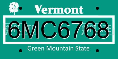 6MC6768 Vermont License Plate