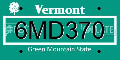 6MD370 Vermont License Plate
