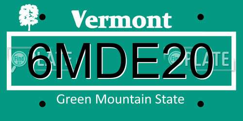 6MDE20 Vermont License Plate