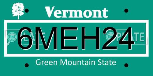6MEH24 Vermont License Plate