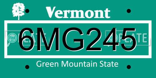 6MG245 Vermont License Plate