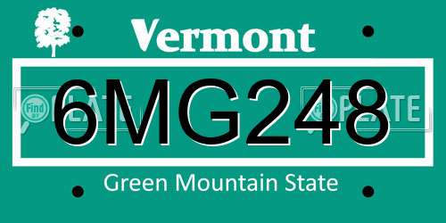 6MG248 Vermont License Plate