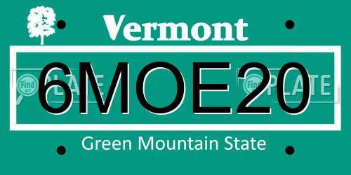 6MOE20 Vermont License Plate