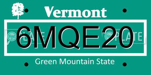 6MQE20 Vermont License Plate