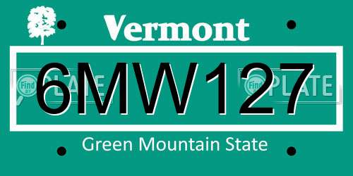 6MW127 Vermont License Plate