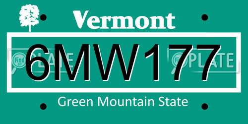 6MW177 Vermont License Plate