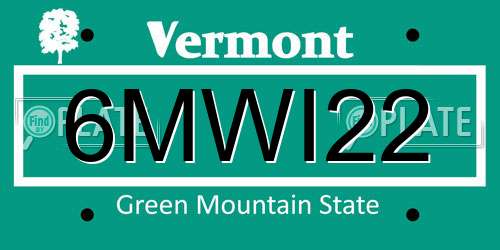 6MWI22 Vermont License Plate