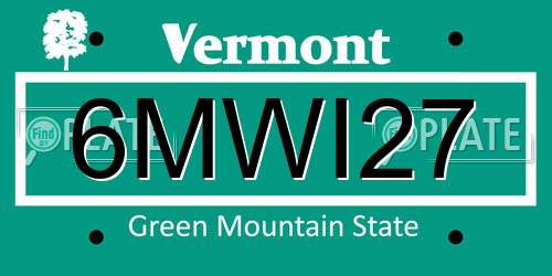 6MWI27 Vermont License Plate