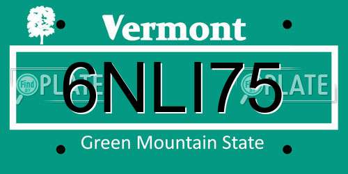 6NLI75 Vermont License Plate