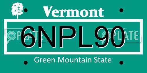 6NPL90 Vermont License Plate