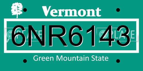 6NR6143 Vermont License Plate