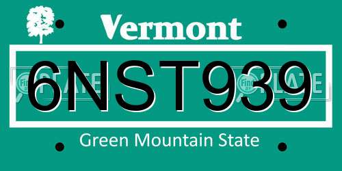 6NST939 Vermont License Plate