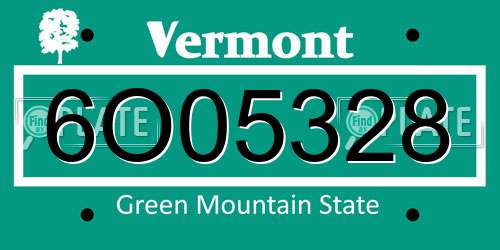 6O05328 Vermont License Plate