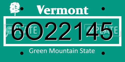 6O22145 Vermont License Plate