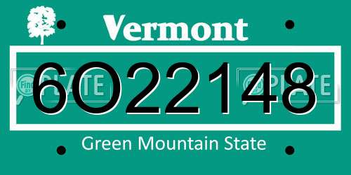 6O22148 Vermont License Plate