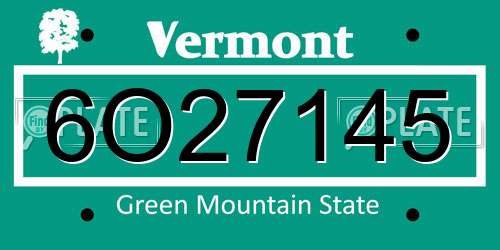 6O27145 Vermont License Plate