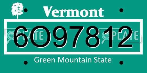 6O97812 Vermont License Plate