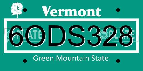6ODS328 Vermont License Plate