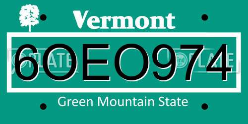 6OEO974 Vermont License Plate