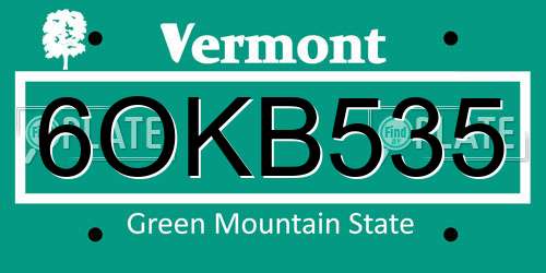 6OKB535 Vermont License Plate