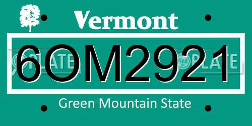 6OM2921 Vermont License Plate
