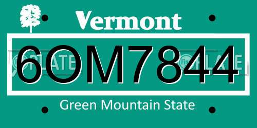 6OM7844 Vermont License Plate