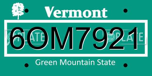 6OM7921 Vermont License Plate