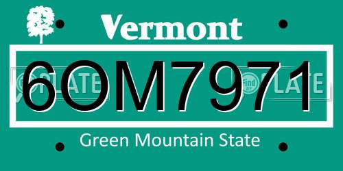 6OM7971 Vermont License Plate