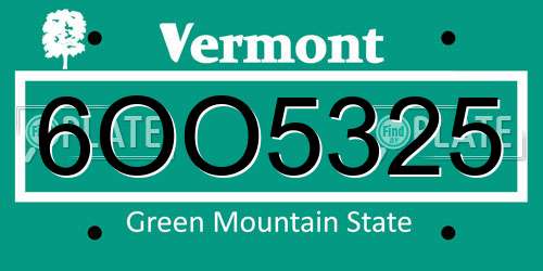 6OO5325 Vermont License Plate