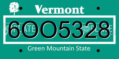 6OO5328 Vermont License Plate