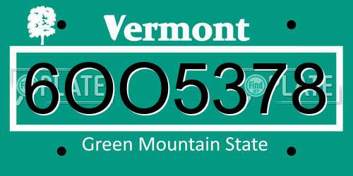 6OO5378 Vermont License Plate
