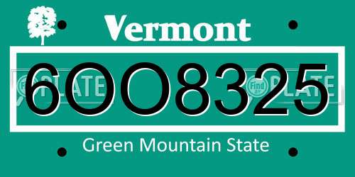 6OO8325 Vermont License Plate