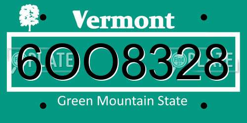 6OO8328 Vermont License Plate