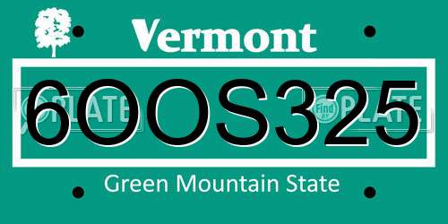 6OOS325 Vermont License Plate