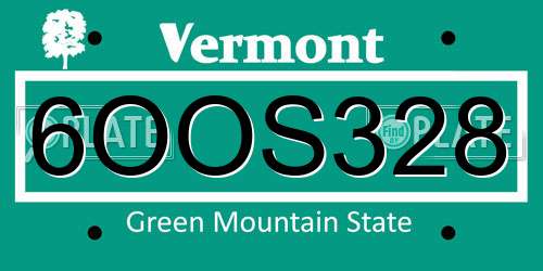 6OOS328 Vermont License Plate