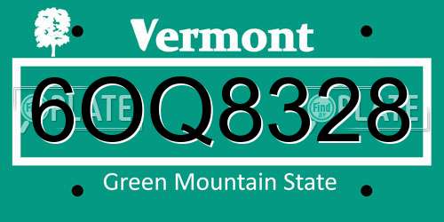 6OQ8328 Vermont License Plate