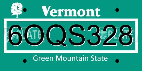 6OQS328 Vermont License Plate