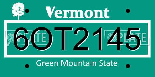 6OT2145 Vermont License Plate