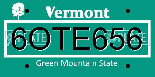 6OTE656 Vermont License Plate