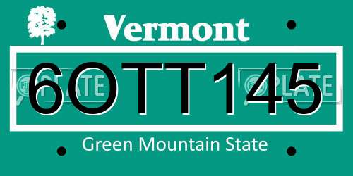 6OTT145 Vermont License Plate