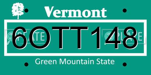 6OTT148 Vermont License Plate